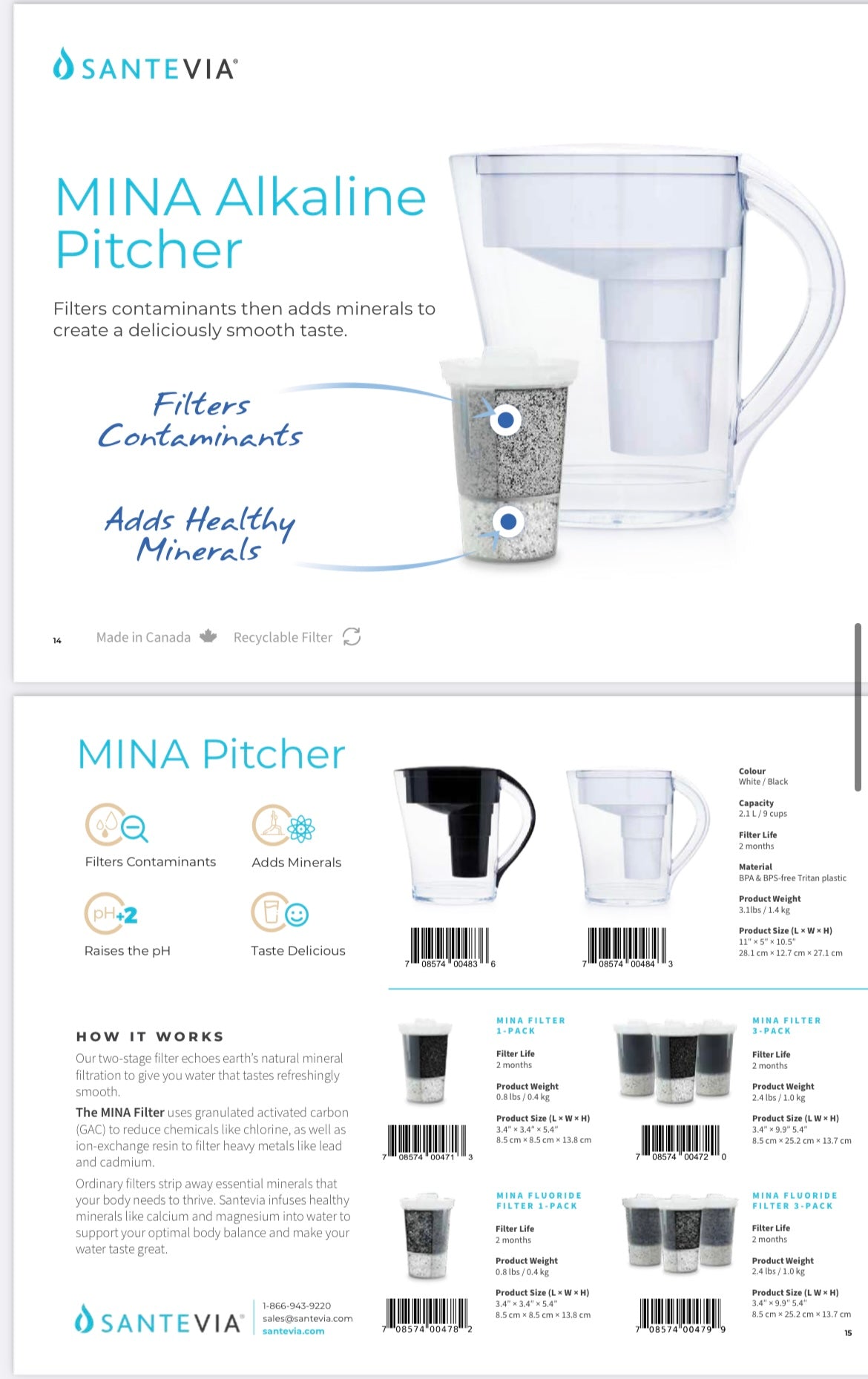 Santevia MINA Water Pitcher